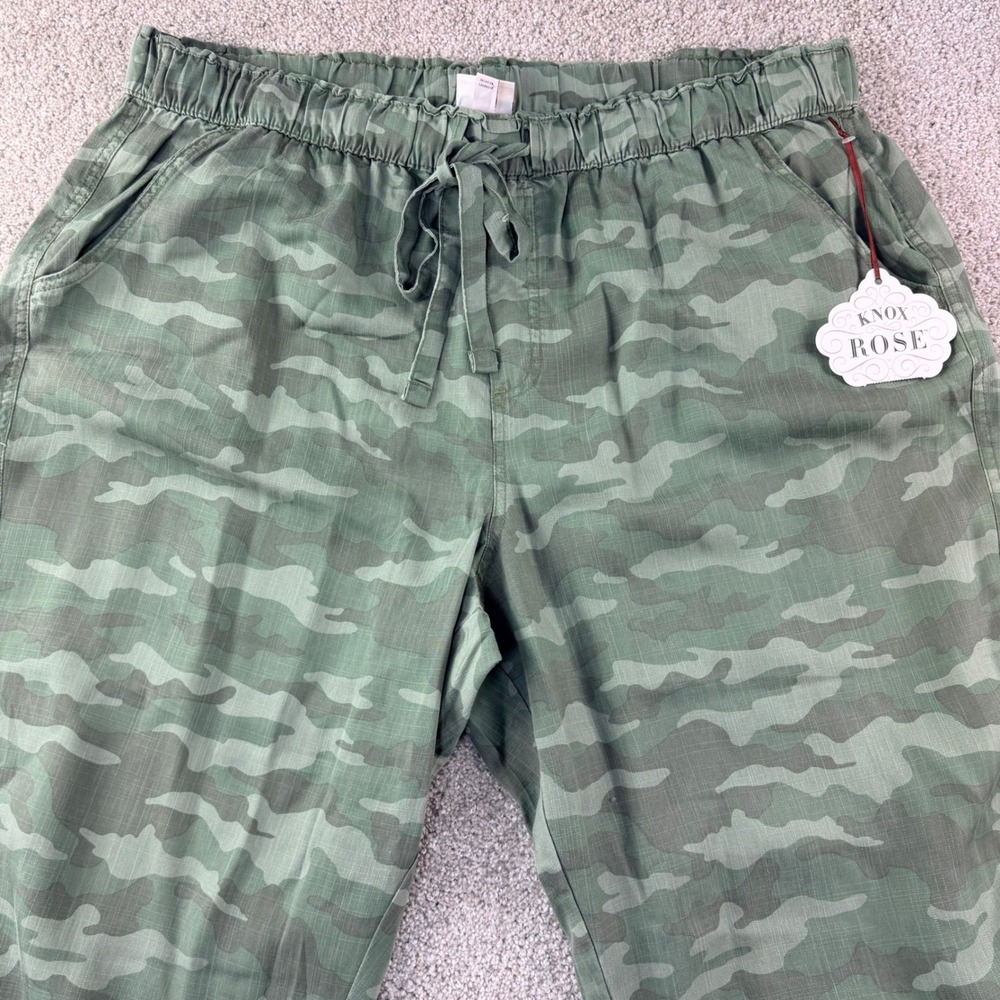Green Camo Joggers Women 1X Elastic Waist Drawstring Casal Lounge Pants Boho NWT